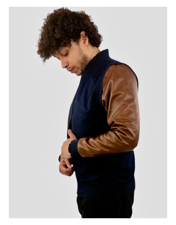 Manches Brown – Cuir & finition bleu marine | Moult Paris