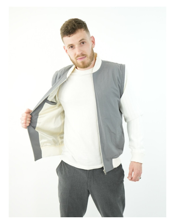 Veste Silver grise à manches rayées | Moult Paris