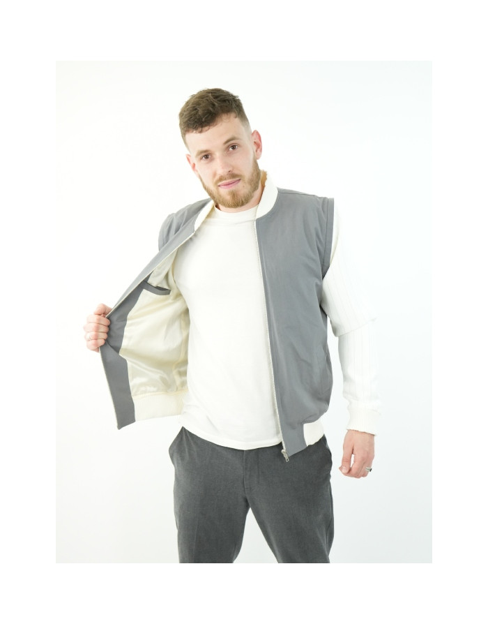 Veste Silver grise à manches rayées | Moult Paris