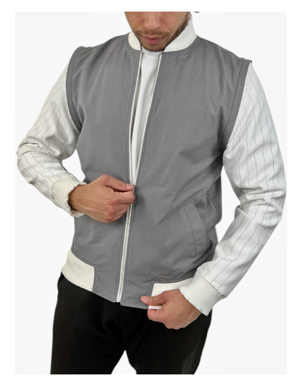 Veste Silver grise à manches rayées | Moult Paris