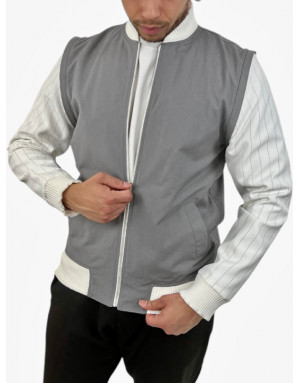 Veste Silver grise à manches rayées | Moult Paris