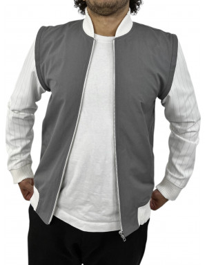 Veste Silver grise à manches rayées | Moult Paris