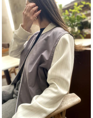 Veste Silver grise à manches rayées | Moult Paris